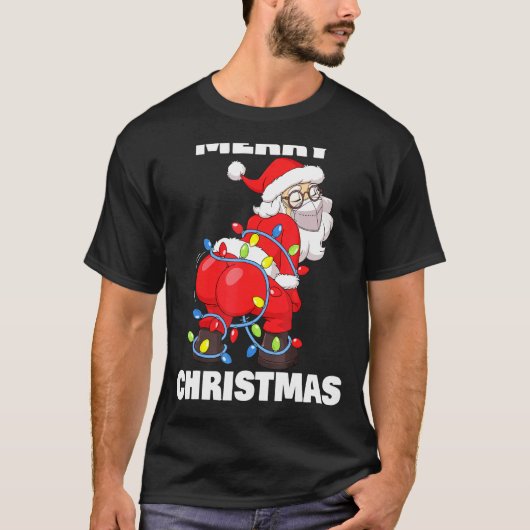 Twerkende kerstman in Maskerkerstboom T-shirt (Voorkant)