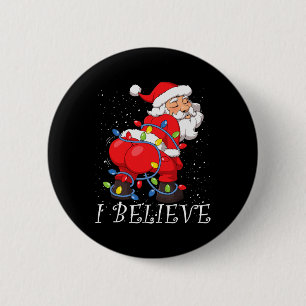 Twerking Kerstman Ik geloof Kerstboom Licht Ronde Button 5,7 Cm