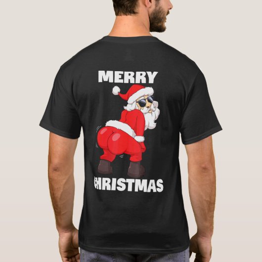 Twerking Santa Claus Merry Christmas T-shirt (Achterkant)