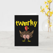 Twerky Turkije Butt Fun Thanksgiving Twerk Dans Pu Kaart (Gele Bloem)
