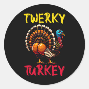 Twerky Turkije Thanksgiving Funny Dancing Turkije Ronde Sticker