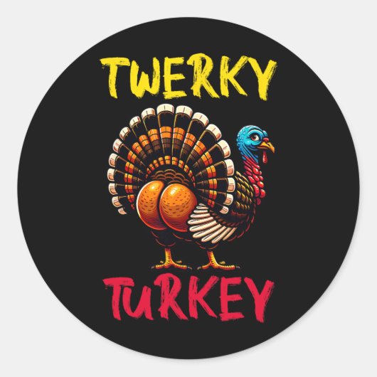 Twerky Turkije Thanksgiving Funny Dancing Turkije Ronde Sticker (Voorkant)