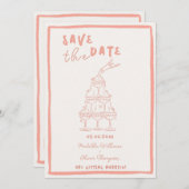 Twhimsische Roze Save The Date Uitnodiging (Voorkant / Achterkant)