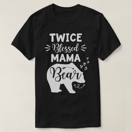 Twice Blessed Mama Bear Heart & Arrow Mom With Two T-shirt (Design voorkant)