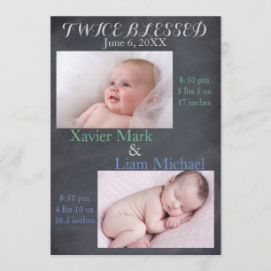 Twice Blessed Twin Boys - Aankondiging van geboort