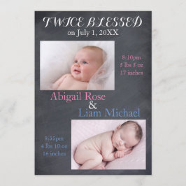 Twice Blessed Twins - geboorteaankondiging Aankondiging