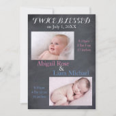Twice Blessed Twins - geboorteaankondiging Aankondiging (Voorkant)