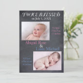Twice Blessed Twins - geboorteaankondiging Aankondiging (Staand voorkant)