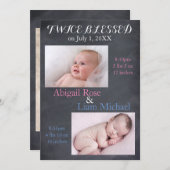 Twice Blessed Twins - geboorteaankondiging Aankondiging (Voorkant / Achterkant)