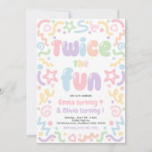 Twice The Fun Joint Birthday Party Balloon  Kaart (Voorkant)