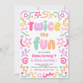 Twice The Fun Joint Birthday Party Balloon  Kaart (Voorkant)