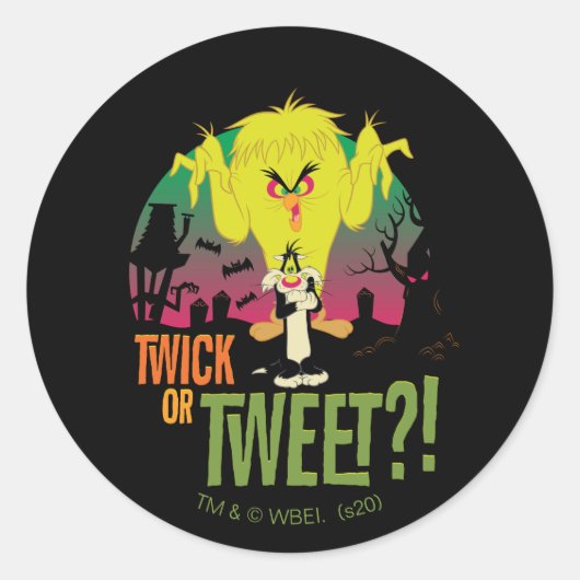"Twick or Tweet" TWEETY™ & SYLVESTER™ Ronde Sticker (Voorkant)
