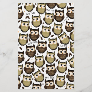 Twiet twiet! leuk uilpatroon. briefpapier