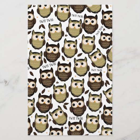 Twiet twiet! leuk uilpatroon. briefpapier (Voorkant)