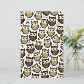 Twiet twiet! leuk uilpatroon. briefpapier (Staand voorkant)