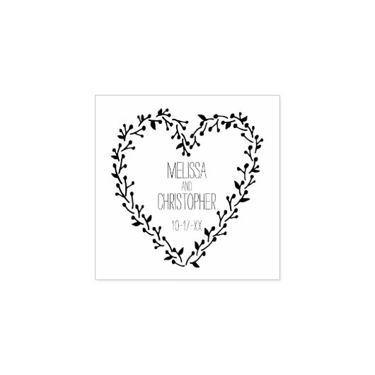 Twig en Berry Hartkrans | Bruiloft Rubberstempel (Afrduk)