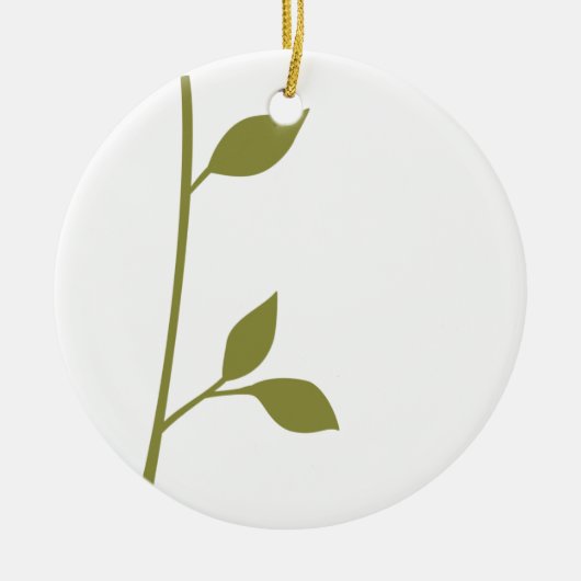 Twig en blad keramisch ornament (Voorkant)
