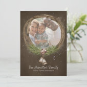 Twig en kerstmis met tong feestdagenkaart (Staand voorkant)