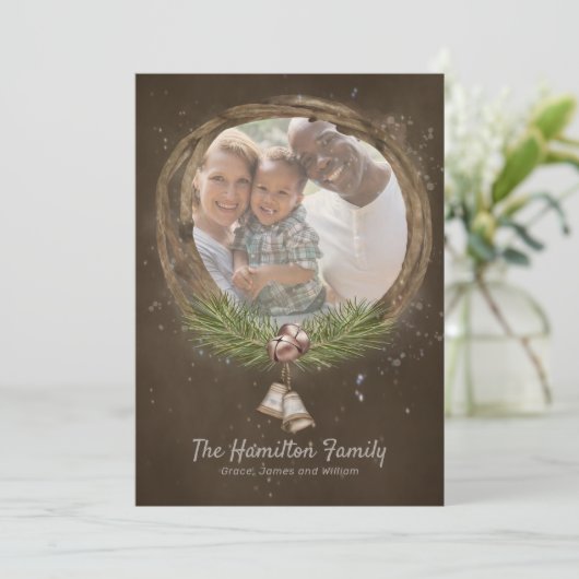 Twig en kerstmis met tong feestdagenkaart (Staand voorkant)