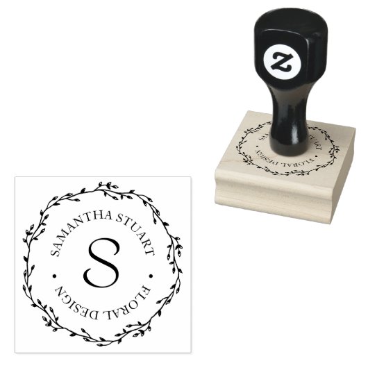 Twig krans monogram rubberstempel (Gestempeld)