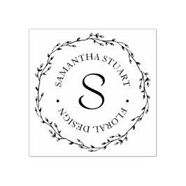 Twig krans monogram rubberstempel