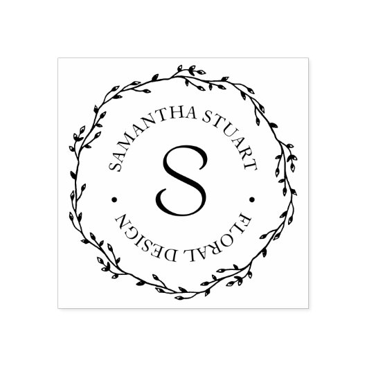 Twig krans monogram rubberstempel (Afrduk)