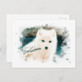 *~* Twig Snow Fox White Fox AP18 Arctic Polar Briefkaart (Voorkant / Achterkant)