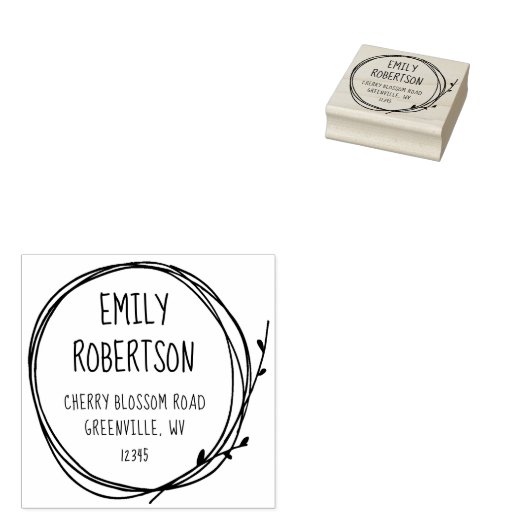 Twig Wreator Casual Land Wedding Natuur Circle Rubberstempel (Gestempeld)