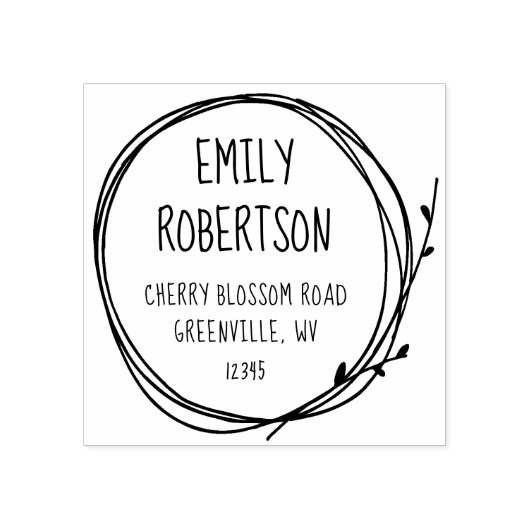 Twig Wreator Casual Land Wedding Natuur Circle Rubberstempel (Afrduk)