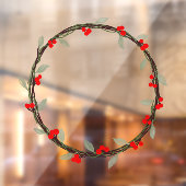 Twiggy Winter Wreath met bladeren en bessen Raamsticker (Vel 2)