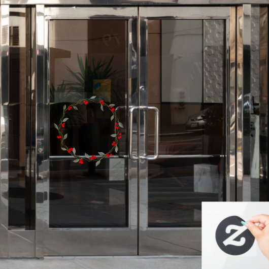 Twiggy Winter Wreath met bladeren en bessen Raamsticker (Kantoordeur)