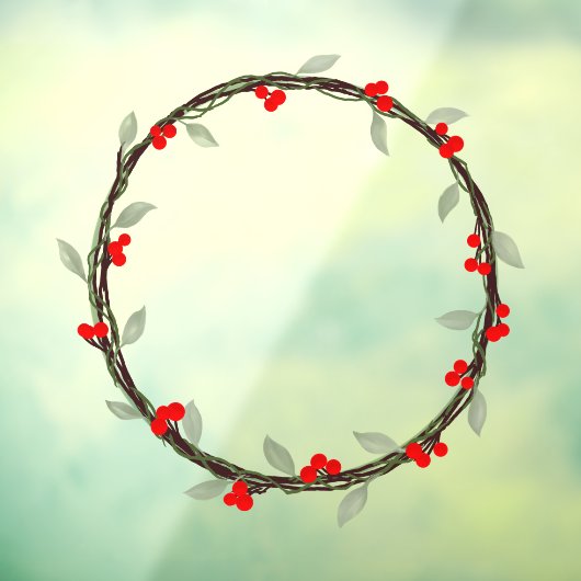 Twiggy Winter Wreath met bladeren en bessen Raamsticker (Vel 3)