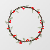 Twiggy Winter Wreath met bladeren en bessen Raamsticker (Vel)