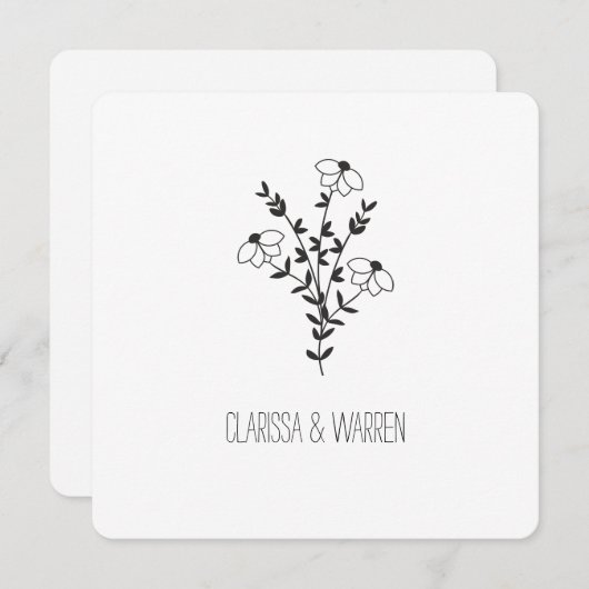 Twigs and Flowers In Black Modern & Minimalist Kaart (Voorkant / Achterkant)