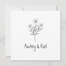 Twigs and Flowers Monogrammed Modern & Minimalist Kaart