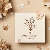 Twigs and Flowers Monogrammed Modern & Minimalist Rubberstempel