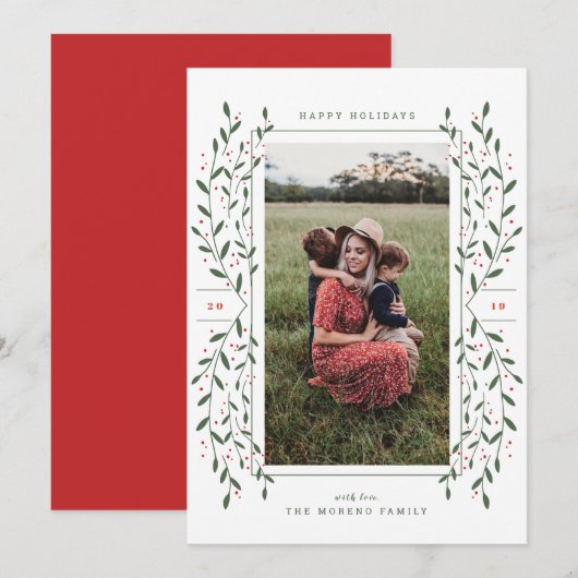 Twigs & Berries Holiday-fotokaart Feestdagenkaart (Voorkant / Achterkant)