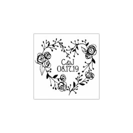 Twigs Bessen en Rozen Hartkrans | Bruiloft Rubberstempel