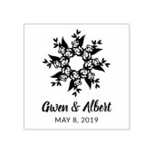 Twigs & Flowers Wedding Wreath Monogram Rubberstempel (Afrduk)
