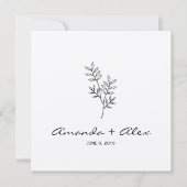 Twigs & Leaves Monogram Black & White Wedding Kaart (Voorkant)