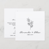 Twigs & Leaves Monogram Black & White Wedding Kaart (Voorkant / Achterkant)