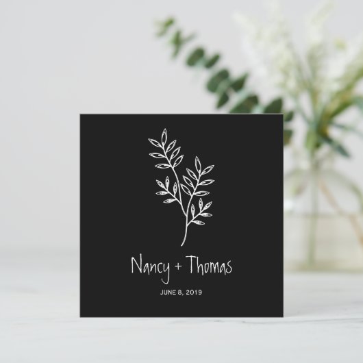 Twigs Wedding Monogram Invitation Design Kaart (Staand voorkant)