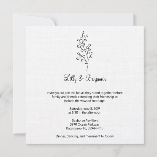Twigs Wedding Monogram Invitation Design Kaart (Achterkant)