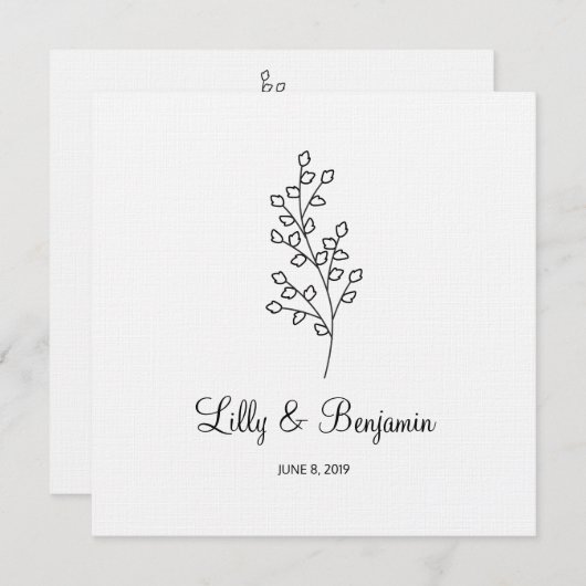 Twigs Wedding Monogram Invitation Design Kaart (Voorkant / Achterkant)