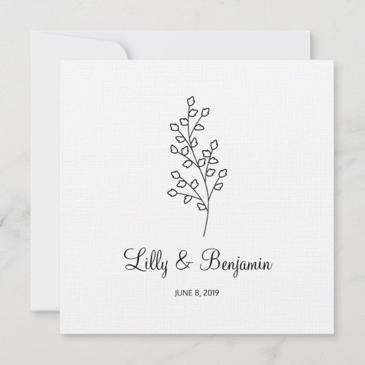 Twigs Wedding Monogram Invitation Design Kaart (Voorkant)