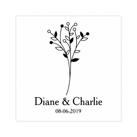 Twigs Wedding Monogram Rubberstempel (Afrduk)