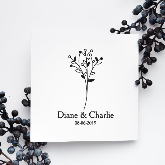 Twigs Wedding Monogram Rubberstempel