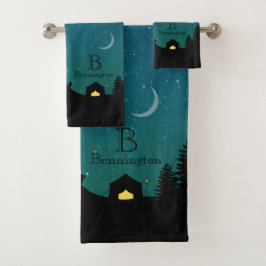 Twiight Camping Scene Towel Set Bad Handdoek