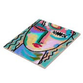 Twijfel Abstract portret van een vrouw Tegeltje (Zijkant)