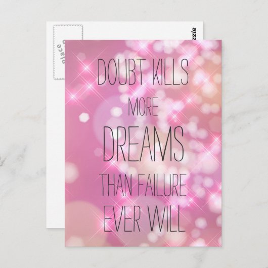Twijfel doodt nog meer dromen - roze Inspirerend p Briefkaart (Voorkant / Achterkant)